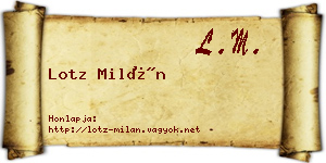 Lotz Milán névjegykártya